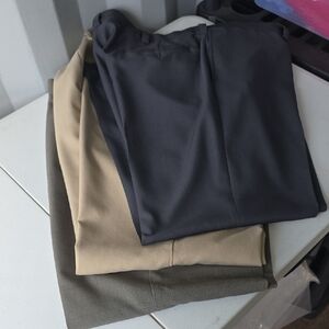 Haggar Men's Pants Trio - Black, Khaki, Olive